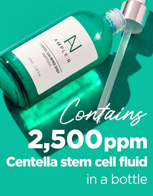AMPLE:N Centel Calming Shot Ampoule - Korean Soothing Face Serum with Centella Asiatica to Calm Irritated & Sensitive Skin - Redness Relief, Acne Spot Treatment & Moisturizing, 3.38 fl.oz.