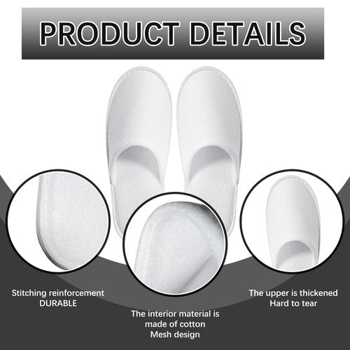 SENJUNSAFE 30Pairs Disposable Slippers For Guests Men's US 10/Women's US 11 Medium Applicable Spa Travel Hotel Slippers Disposable, Individually Wrapped Anti-Slip slippers In Bulk （White）
