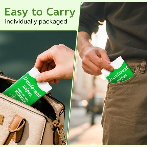 Travel Deodorant Body Shower Wipes Deodorizing Bathing Wipes, Disposable No Rinse Adults Women Men Individually Wrapped Underarm Sweat Antiperspirant Bath Wipe for Travel Camping Gym (Green, 200 Pack)