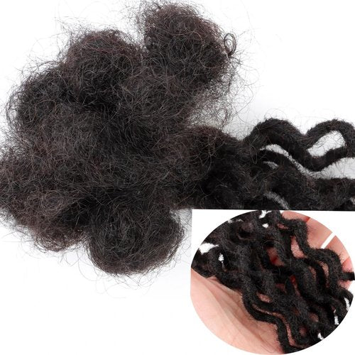 10 inch 10 Strands Curly Wave Loc Extensions Human Hair, 0.4cm Width Real Human Hair Dreadlocks Extensions for Man/Women Full Handmade Dreads Can be Dyed