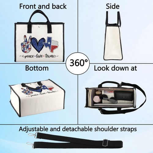 LEVLO Texas State Cosmetic Bag - Long Distance Relationships Gift, Peace Love Toiletry Bag, Moving Away Gift (Texas LT)