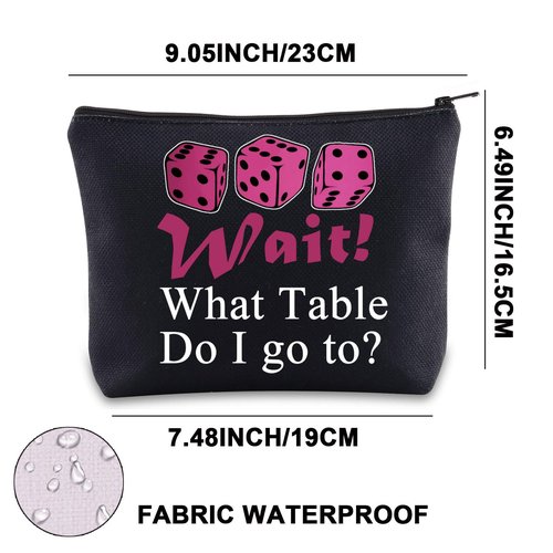 JNIAP Dice Game Makeup Bag Game Night Gifts Dice Gamer Zipper Pouch Dice Queen Gifts(Wait What table bl mb)