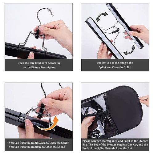 Qavctw Portable Wig Storage Bag, Hair Extension Bag with Hanger Dust-Proof Hair Extension Hanger, Waterproof Hanger Strong Holder for Store Style Human Hair