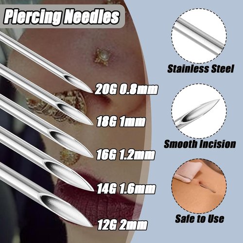 judero Piercing Kit 36Pcs Piercing Clamps Kit with 25Pcs Mixed 12G 14G 16G 18G 20G Ear Nose Piercing 2Pcs Piercing Clamps Forceps 6Pcs Clean Tools 2Pcs Gloves 1Pc Marker Pen for Piercing Tool