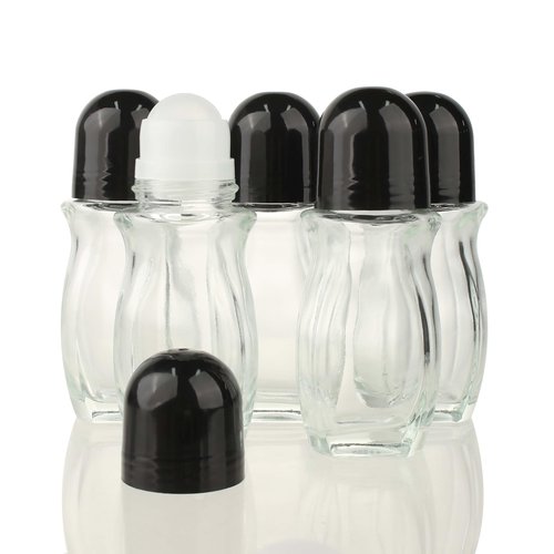 COSIDEA 5 PCS Empty 50ml 1.67oz clear glass deodorant roller ball container Body oil roll on bottles travel containers
