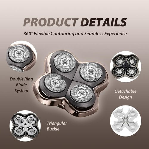Replacement Shaver Heads for Skull Shaver, 4D Floating Blades for Pitbull Gold/Pro/Silver, Palm & Butterfly Kiss Electric Shavers, Dry & Wet Use, Waterproof Razor Head Cartridge