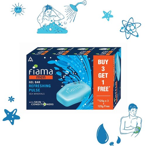 Fiama Di Wills Men Refreshing Pulse Gel Bar 125g (Buy 3 get 1 Free)