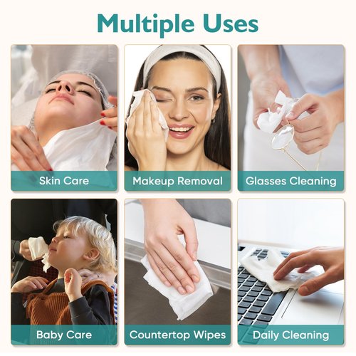 UNIMADE Face Towels, 400 Count Disposable Face Towelette for Washing Face, Skincare, Ultra Soft Facial Towel for Sensitive Skin, Lint-free Makeup Remover Dry Wipes - 8 Box
