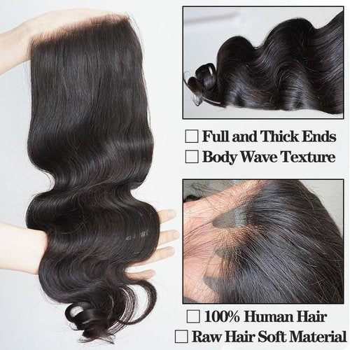 Body Wave 0.095mm Real HD 5x5 Lace Closure Invisible and Breathable Real HD Lace Closure 100% Human Hair with Tiny Single Knots Full Density Hair Natural Hairline (12inches)