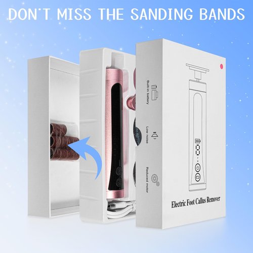 Electric Feet Callus Remover Rechargeable Electric Foot File Heel Scraper 9 Speeds 2 Sanding Heads LCD Display Cordless Foot Sander Grater Grinder for Cracked Dead Skin Women Men Home Pedicure (Pink)