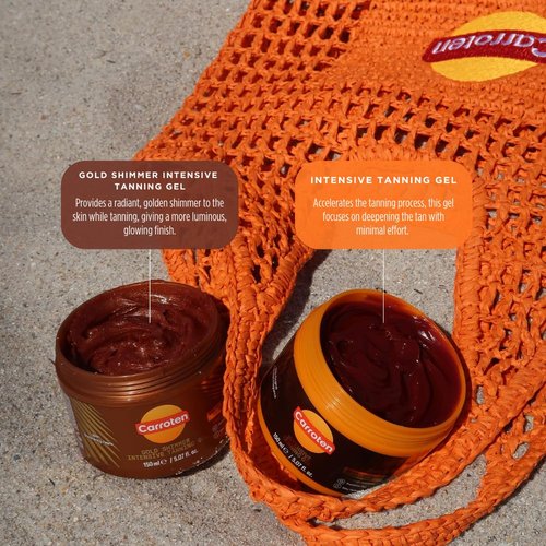 Carroten Intensive Tanning Gel | Browning Indoor/Outdoor Tan Accelerator | Non-Greasy, Water-Resistant with Carrot and Coconut Oil | Vitamin A & E For Moisture & Hydration | Made in Greece | 5 Fl Oz
