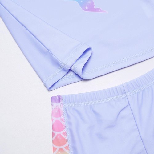 Girls Rash Guard Swimwear Mermaid Swimsuits 2-Piece Short Sleeve Swimwear