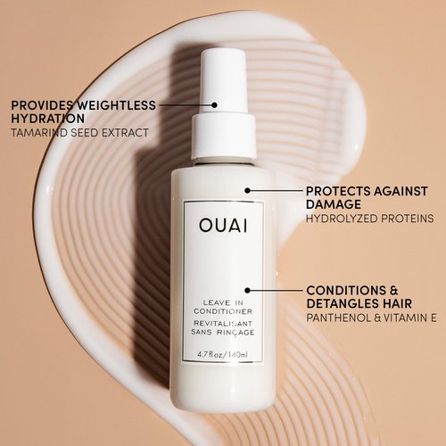OUAI Leave In Conditioner & Heat Protectant for Hair - Prep Hair for Styling or Use as Detangling Spray to Fight Frizz & Flyaways - No Parabens, Sulfates or Phthalates (4.7 oz)