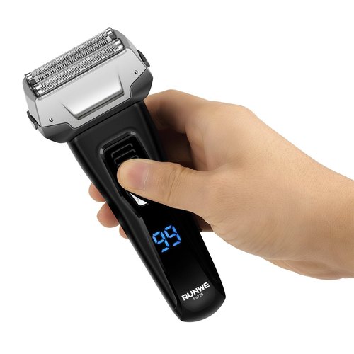 Runwe Rs725 Men's Electric Razor Cordless Foil Shaver with Pop-Up Beard Trimmer and LCD Display for Men Wet/Dry Shaving