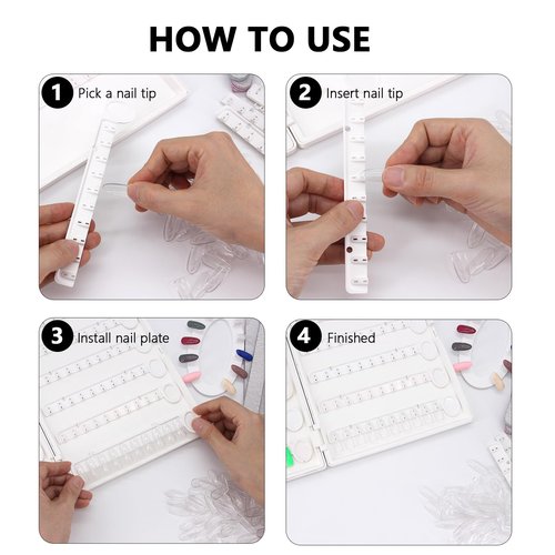 Nail Display Book Plastic Nail Color Book, C10 Nail Polish Display Color Chart with Clear Nail Tips and Nail Polish Number Labels