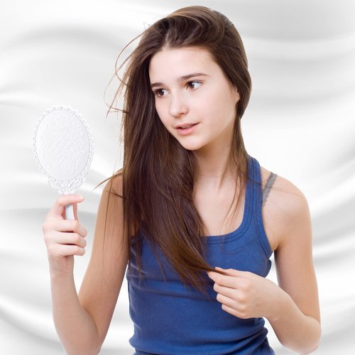 Namalu 40 Pcs Vintage Handheld Mirror Small Embossed Portable Princess Cute Compact Mirror with Handle for Women Valentine Party Favors Travel(White)