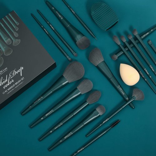 DUcare Makeup Brushes Set 17 Pcs with Brush Cleaning Mat and Makeup Sponge +Oil Blotting Sheets for Face