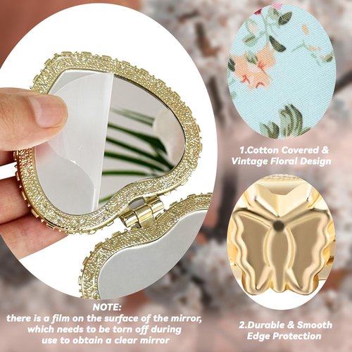 Agolctry 16 Pcs Compact Mirror Bulk Mini Mirror for Purse Small Pocket Mirror for Women Girls Floral Tea Party Favors for Makeup Travel Wedding