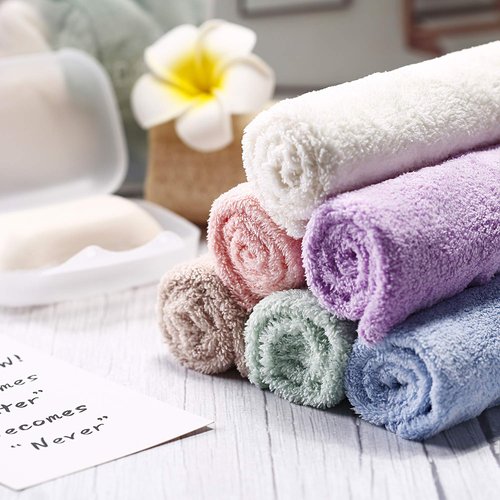 Syhood 6 Pieces Face Wash Cloth 12 x 12 in Makeup Remover Cloths Towel Coral Velvet Facial Microfiber Fabric Soft Fast Drying Facial Cleansing Towel for Face