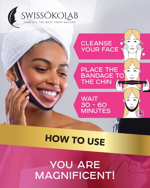SWISSÖKOLAB Double Chin Reducer V Line Lifting Mask + Reusable Face Slimming Strap Lifting Bandage Chin Up Patch Chin V Up Contour Tightening
