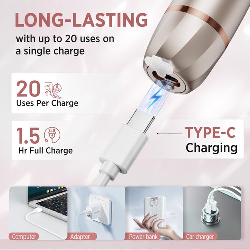 Orchrose Electric Razor for Women Body: Rechargeable Painless Electric Shaver for Bikini Face Body Legs Underarms - 3-in-1 Blade and Rotary Shaving Head (Honey Gold)