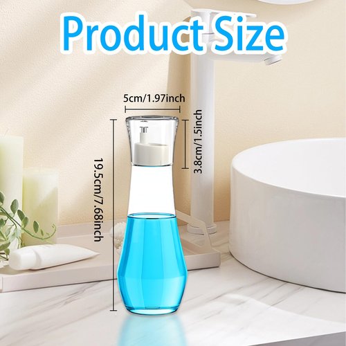 wasungal 2 Pack Glass Mouthwash Dispenser for Bathroom, 9 OZ Refillable Mouth Wash Container with Lid Cup, Small Clear Refillable Mouthwash Bottle for Countertop (2 Pack)
