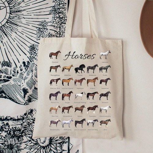 TOBGBE Horse Travel Bag - Inspirational Floral Equestrian Gift for Women (Many Horses)