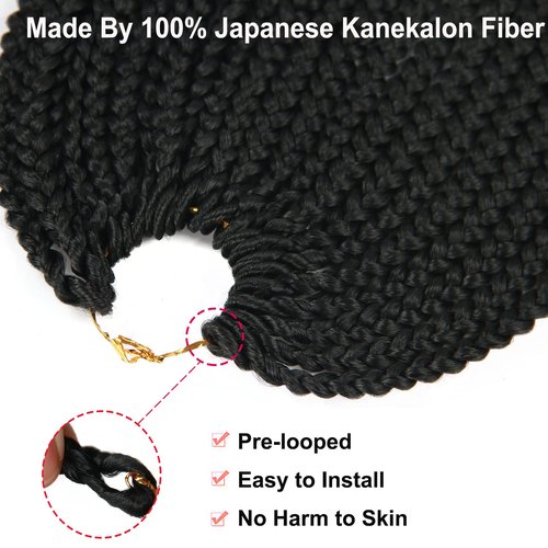 ROSESSEA 6Packs 26 Inch Crochet Braids Box Braids Crochet Hair For Women Black Crochet Braid Hair With Curly Ends Box Crochet Braiding Hair Extensions (26inch, 1B#)