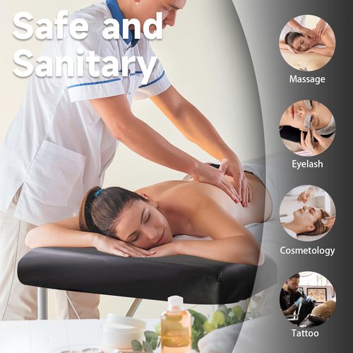 WUSOUPU PU Leather Cover for Massage Table Wipeable Massage Bed Protector Cover Made of 4-Ways Elastic 100% Waterproof Material, Machine Washable, Fit Rectangular Tables 28-32" Wide (Black)
