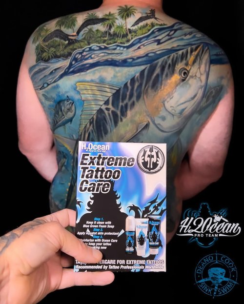 H2Ocean Extreme Tattoo Care Kit for Hard to Heal Tattoos - Tattoo Soap, Ointment & Cream for Tattoo Aftercare - 1.7 oz Blue Green Foam Soap, 74 g Ocean Care Moisturizer & 1.75 oz Aquatat Ointment