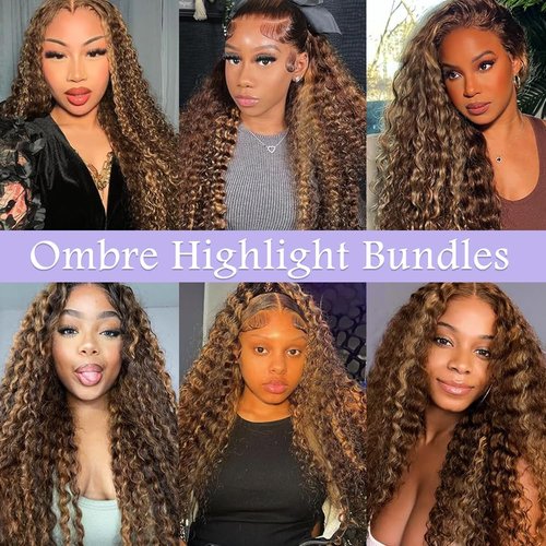 P430 Bundles Highlight Human Hair Bundles Ombre Brown Deep Wave Bundle 20 inch #4 Deep Wave Bundle 100g
