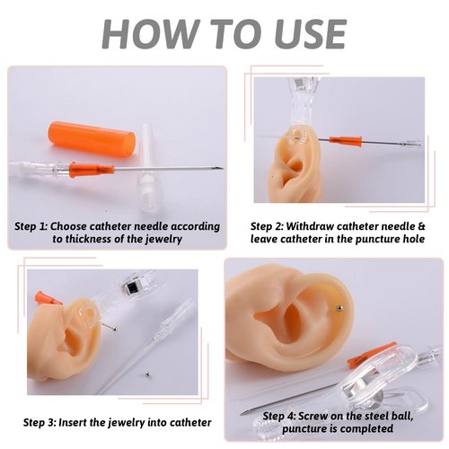 combofix IV Catheter Piercing Needles 50Pcs 16G Catheter Needles Kit for Ear Nose Lip Belly Navel Body Piercing Needles Hollow IV Start Kits Piercing Supplies Tools