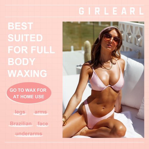 GIRLEARLE Hard Wax Beads 2-Pack, 1lb Rose for Coarse Hair Full Body, 1lb Unscented for Sensitive Skin Body, Brazilian Bikini, Eyebrow, Facial