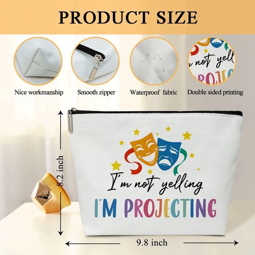 Drama Theater Gift for Teen Girls Makeup Bags For Women, 1 Pack Comedy Tragedy Mask Cosmetic Travel Toiletry Bag, Musical Theater Broadway Gift for Actor Actress Birthday Gift for Bestie Sister - L689