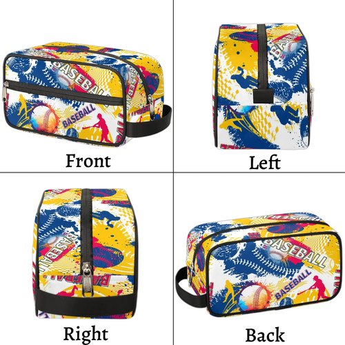 FZDXZJJ Travel Toiletry Bag for Women & Men,Waterproof Lightweight Makeup Cosmetic Bag Organizer with Handle & Zip Pockets Shaving Toiletries Bag for Gym,Beach - Baseball