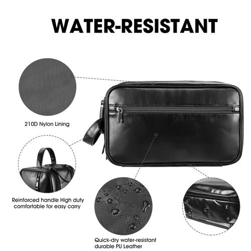 BNSPOCKET Personalized Leather Travel Toiletry Bag for Men, Large Travel Bathroom Shaving Dopp Kit, Large Cosmetic Bag Waterproof
