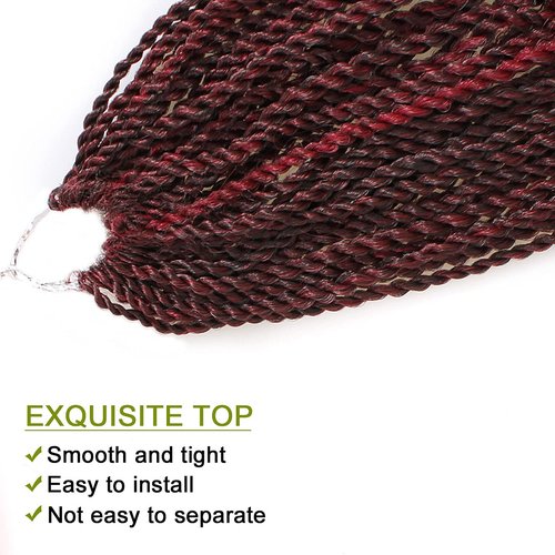 ZRQ 8 Packs 34 Inch Senegalese Twist Crochet Hair Red Small Crochet Twist Braids Burgundy Micro Synthetic Crotchet Braiding Hair For Black Women 40strands/pack(34"8packs,Tbug#)