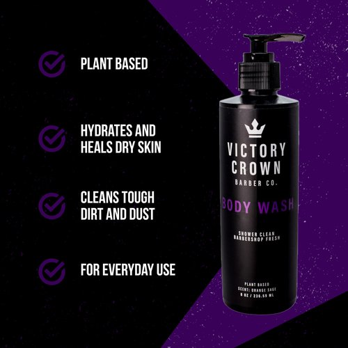 Victory Crown Moisturizing Body Wash Plant-Based Cleanser with Coconut & Pumice Extract, 8 Oz