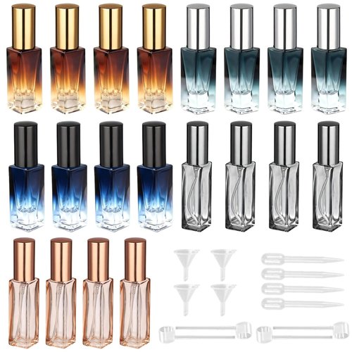 Gradient Perfume Travel Bottles Set, 20 Pack, 8.5 ml and 10 ml, Leak-Proof Spray Nozzles, Glass Material, Gradient Color, Great for On-the-Go Fragrance Application