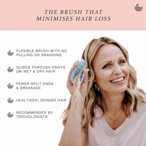 Manta Mirror Anti-Breakage Hairbrush – Travel Brush for Women, Gentle Wet & Dry Detangling Brush with Scalp Massager, Blue