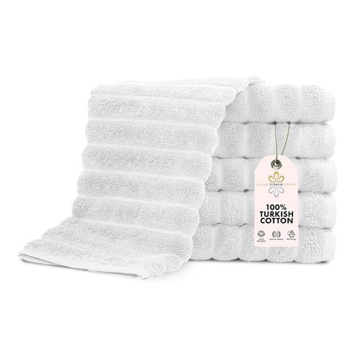 Classic Turkish Towels CTT Luxurious 100% Turkish Cotton Washcloths 6 Pack, Highly Absorbent & Quick Dry, Face Towels Wash Cloths for Hotel, Spa & Gym | 13"x13" (Platinum)