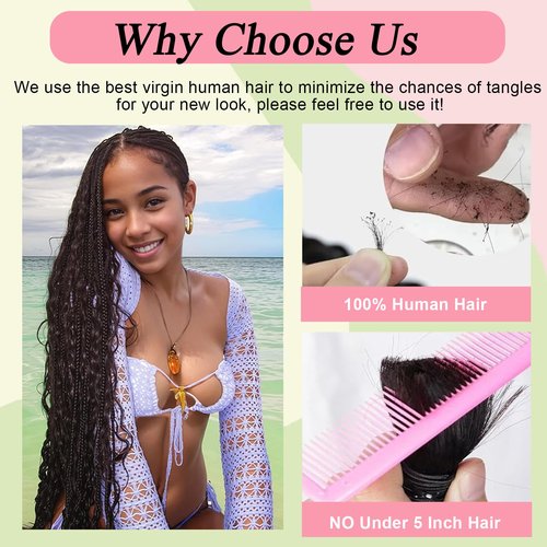 Boho Braids Human Hair for Braiding 110g 22 Inch 12A Deep Water Wave Bulk Human Braiding Hair for Boho Braids Knotless Wet and Wavy Virgin Extensions Bohemian No Weft Curly 3 Bundles Natural Black