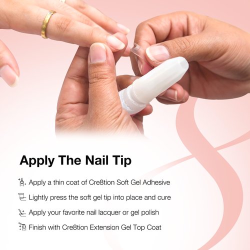 Cre8tion Soft Gel Nail Tips, Short Round Shape, 602 Tips in 14 Sizes (00-9) for Professional Nail Extensions
