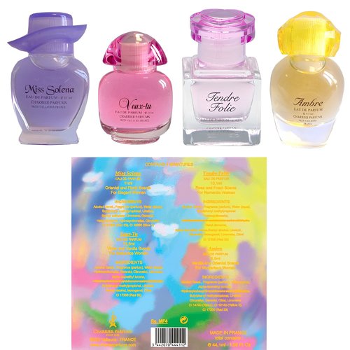 Charrier Parfums - 4 Eaux de Parfum Gift Set - 'Mademoiselle France' - 44.1 ml - Made in Provence, France