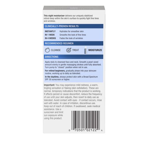 Neutrogena Rapid Wrinkle Repair Retinol Night Face Moisturizer, Daily Anti-Aging Face Cream with Retinol & Hyaluronic Acid to Fight Fine Lines & Wrinkles, 1 fl. oz