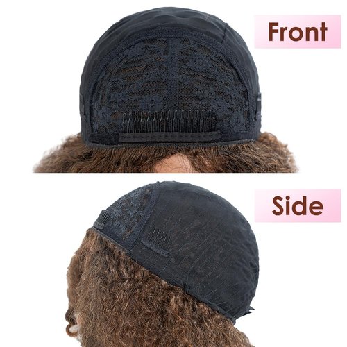 Style Icon 3-in-1 Magic Drawstring Half Wig | 14" Short Afro-Textured Large Volume Dark Brown Color Synthetic Hair | No Glue, No Sew | Ponytail & Bun Styler