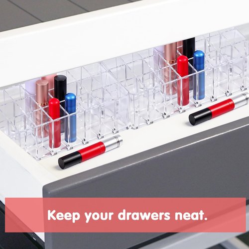 mekueeex 2 pcs Rollerball Perfume Organizer, 48 Spaces Clear Acrylic Perfume Storage Holder Beauty Scent Holder, Makeup Lipgloss Lipstick Display Case