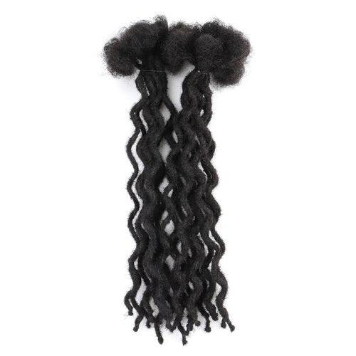 10 inch 10 Strands Curly Wave Loc Extensions Human Hair, 0.4cm Width Real Human Hair Dreadlocks Extensions for Man/Women Full Handmade Dreads Can be Dyed