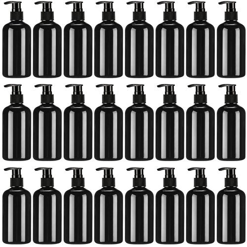 CroBlissful 24 Pcs Empty Plastic Pump Bottles 8oz Refillable Lotion Pump Bottle Containers with Black Dispenser for Shampoo, Conditioner, Face Cream, Massage Oil, Liquid Soap
