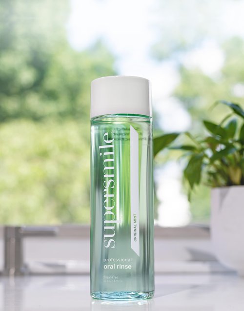Supersmile Oral Rinse Mouthwash - Clinically Formulated Mint Flavored Sugar Free Dental Mouthwash - Fresh Breath - Anti-Germicidal - Alcohol-Free (16 Fl Oz) (Pack of 2)